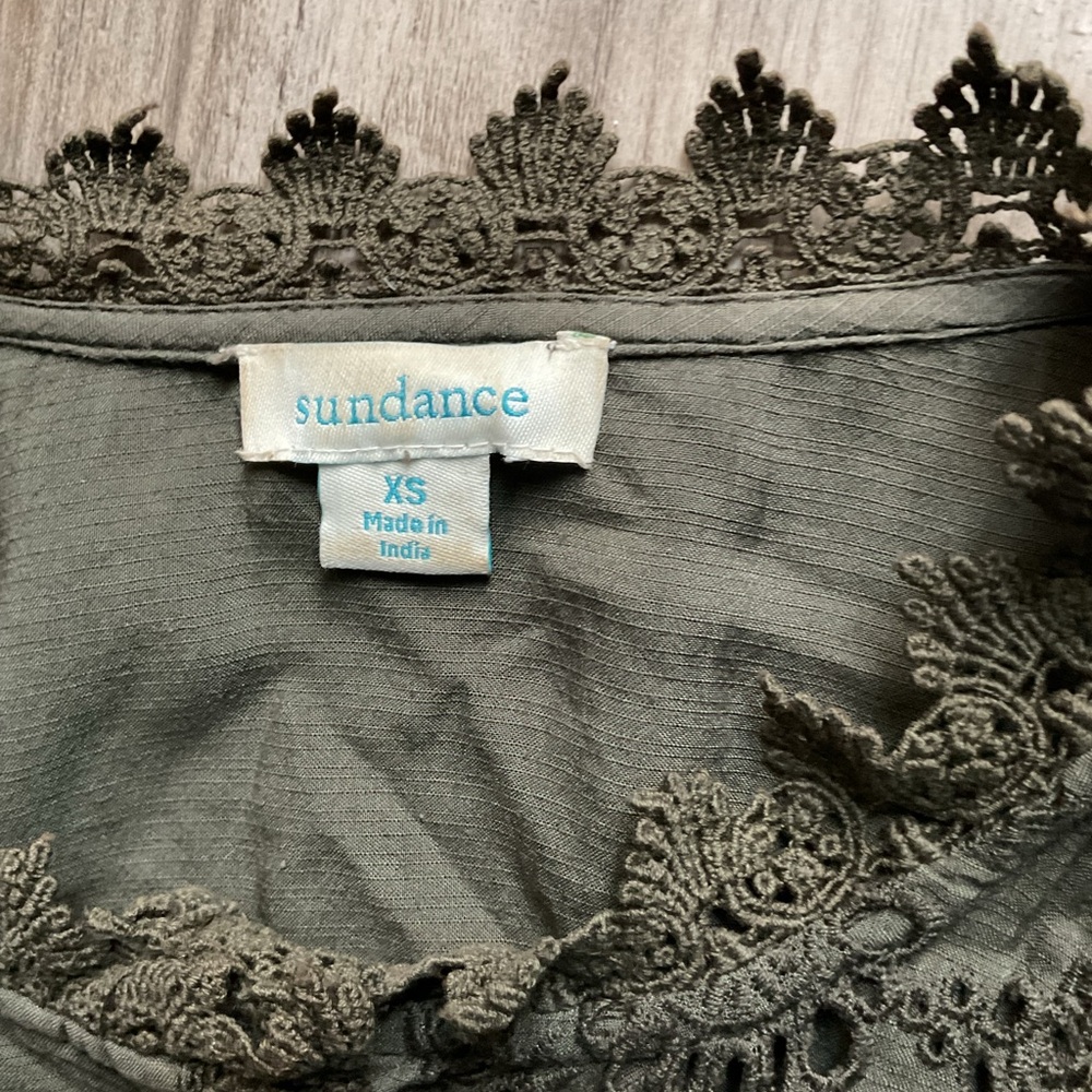 Sundance Delila Eyelet Duster Jacket Kimono PM Army Green Boho Festival - Picture 3 of 5
